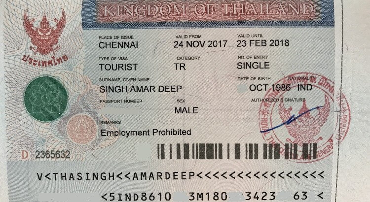 tourist visa for thailand from india 2022 price